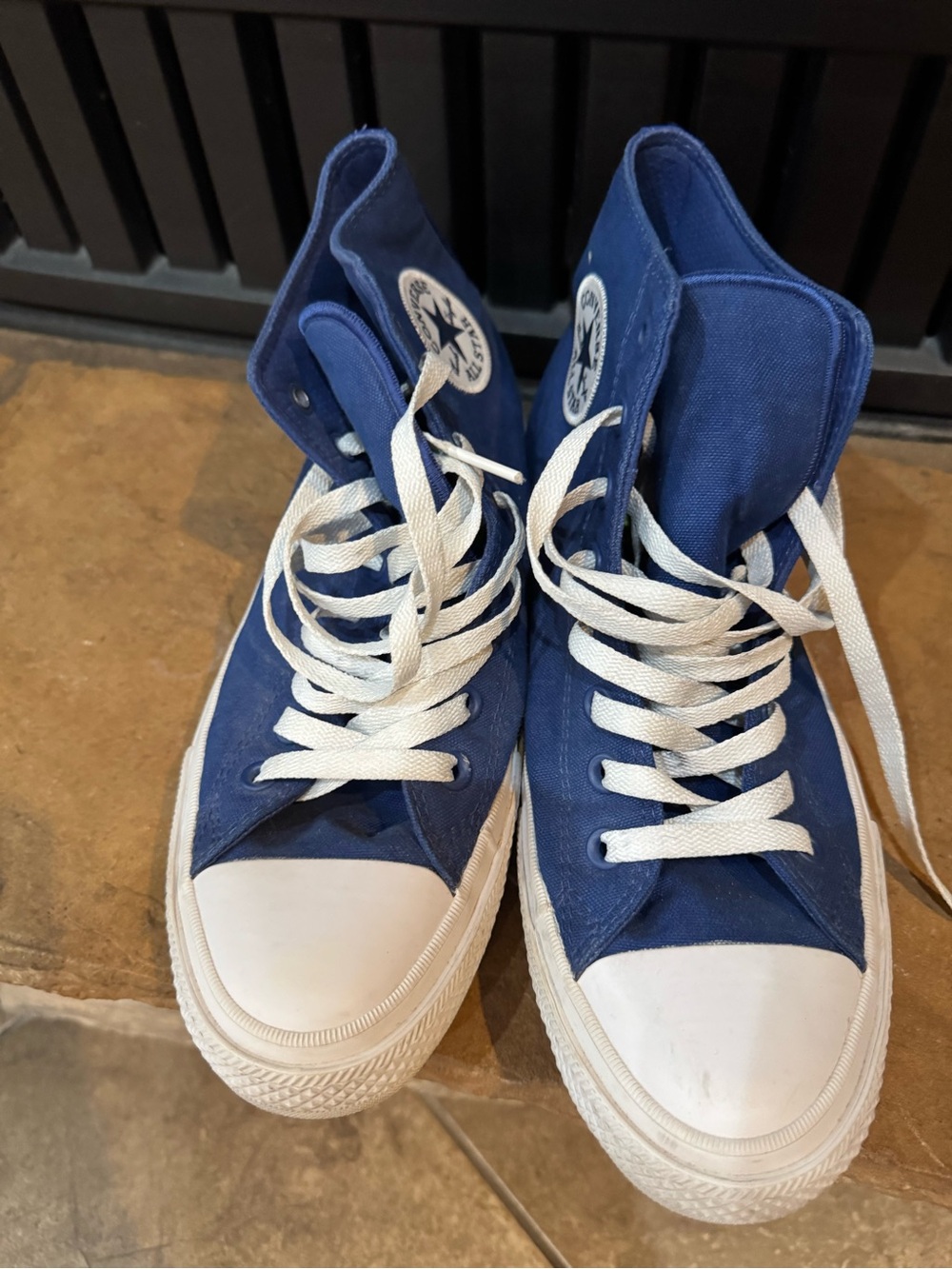 Converse High-Top Sneakers in Navy Blue and White